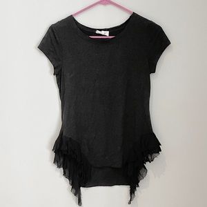 Black Ruffle Textured Top